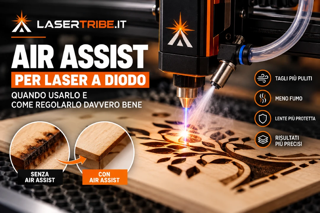 Air Assist per laser a diodo: quando usarlo e come regolarlo