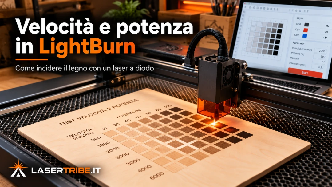 Velocità e potenza LightBurn: parametri per incidere il legno